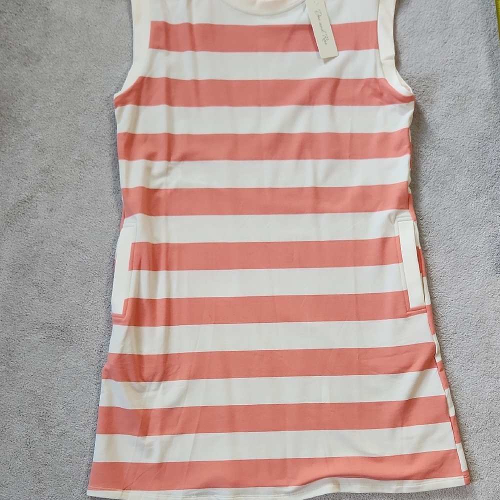 Sleeveless Organ and Cream Striped Dress - Medium NWT